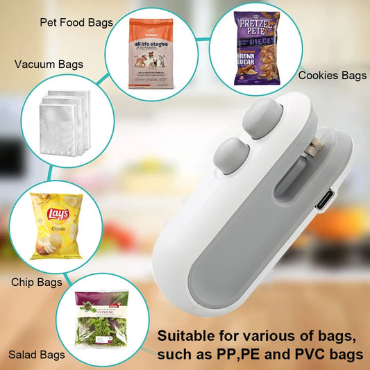 Mini Rechargeable 2-in-1 Bag Sealer & Cutter